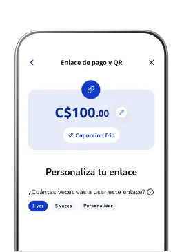 Celular mostrando la app Poket con pantalla de personaliza tu enlace