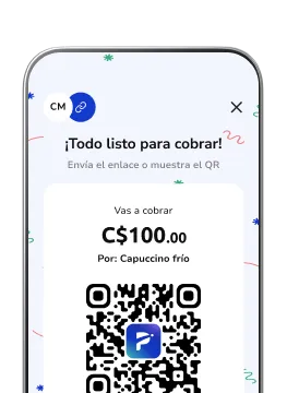 Celular mostrando la app Poket con pantalla de pagar por medio de cobro con QR