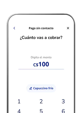 Celular mostrando la app Poket con pantalla de personalizar cobro